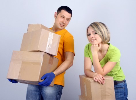 Packed boxes and furniture ready for transport during a South Ruislip house removal