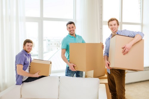 Prepared moving boxes and furniture for a South Ruislip removal van